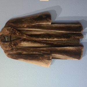Vintage faux fur coat, brown